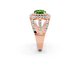 Rose gold Double Halo Round Cut Diamond Split Shank Pave Set Ring_2