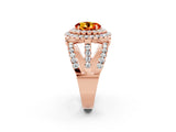 Rose gold Double Halo Round Cut Diamond Split Shank Pave Set Ring_2