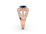 Rose gold Double Halo Round Cut Diamond Split Shank Pave Set Ring_2