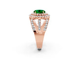 Rose gold Double Halo Round Cut Diamond Split Shank Pave Set Ring_2