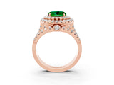 Rose gold Double Halo Round Cut Diamond Split Shank Pave Set Ring_3