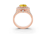 Rose gold Double Halo Round Cut Diamond Split Shank Pave Set Ring_3
