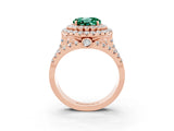 Rose gold Double Halo Round Cut Diamond Split Shank Pave Set Ring_3