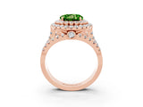 Rose gold Double Halo Round Cut Diamond Split Shank Pave Set Ring_3
