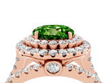 Rose gold Double Halo Round Cut Diamond Split Shank Pave Set Ring_4