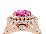 Rose gold Double Halo Round Cut Diamond Split Shank Pave Set Ring_4