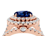 Rose gold Double Halo Round Cut Diamond Split Shank Pave Set Ring_4