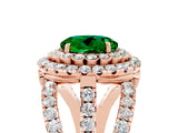 Rose gold Double Halo Round Cut Diamond Split Shank Pave Set Ring_5