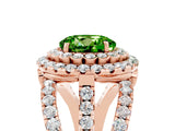 Rose gold Double Halo Round Cut Diamond Split Shank Pave Set Ring_5