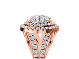 Rose gold Double Halo Round Cut Diamond Split Shank Ring with Four Prong Setting_87