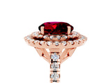 Rose gold Double Halo Round Cut Garnet Pavé Band with Four-Prong Setting_5