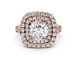 Rose gold Double Halo Round Cut Pave Split Shank Prong Set Ring_18