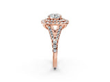 Rose gold Double Halo Round Cut Pave Split Shank Prong Set Ring_20