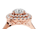 Rose gold Double Halo Round Cut Pave Split Shank Prong Set Ring_22