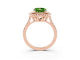 Rose gold Double Halo Round Cut Peridot Pavé Band with Four-Prong Setting_3