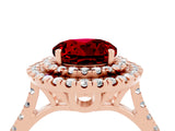 Rose gold Double Halo Round Cut Ruby Pavé Band with Four-Prong Setting_4