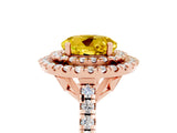 Rose gold Double Halo Round Cut Yellow Sapphire Pavé Band with Four-Prong Setting_29
