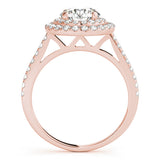 Rose gold Double Halo Round Diamond Pavé Band Prong Setting Ring 2