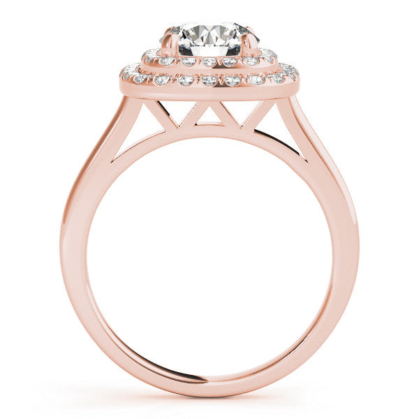 Rose gold Double Halo Round Diamond Pavé Band with Four-Prong Setting 2