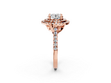 Rose gold Double Halo Round Diamond Pave Band with Four-Prong Setting_64