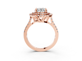 Rose gold Double Halo Round Diamond Pave Band with Four-Prong Setting_65