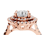 Rose gold Double Halo Round Diamond Pave Band with Four-Prong Setting_66