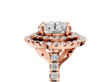 Rose gold Double Halo Round Diamond Pave Band with Four-Prong Setting_67