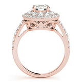 Rose gold Double Halo Round Diamond Pave Split Shank Prong Setting Ring 2