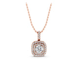 Rose gold Double Halo Round Diamond Pendant with Pavé Setting and Prong Setting_9