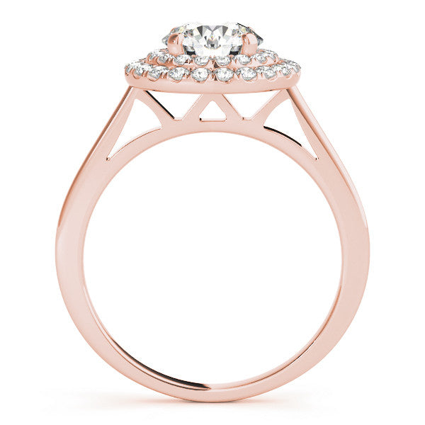 Rose gold Double Halo Round Diamond Solitaire with Pavé Band and Four-Prong Setting 2