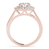 Rose gold Double Halo Round Diamond Solitaire with Pavé Band and Four-Prong Setting 2