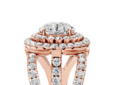 Rose gold Double Halo Round Diamond Split Shank Pave Set Ring_12