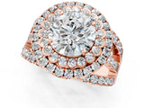 Rose gold Double Halo Round Diamond Split Shank Pave Set Ring_8