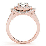 Rose gold Double Halo Round Diamond Split Shank Prong Setting Ring 2