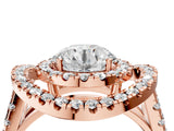 Rose gold Double Halo Round Diamond Split Shank Prong Setting Ring_10