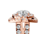 Rose gold Double Halo Round Diamond Split Shank Prong Setting Ring_11