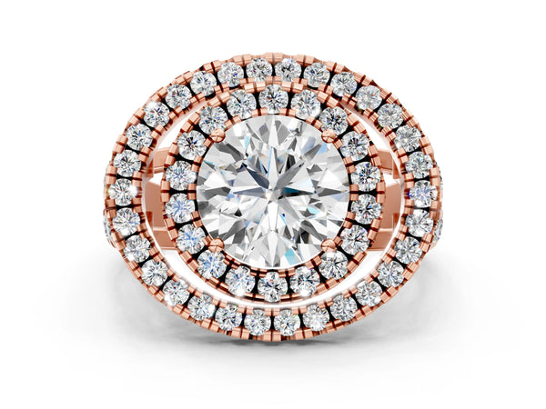 Rose Gold Round Double Halo Engagement Ring Setting