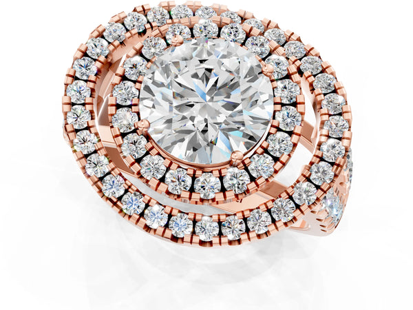 Rose Gold Round Double Halo Engagement Ring Setting