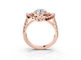 Rose gold Double Halo Round Diamond Split Shank Prong Setting Ring_21