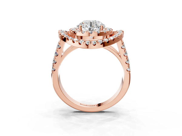 Rose Gold Round Double Halo Engagement Ring Setting
