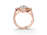 Rose gold Double Halo Round Diamond Split Shank Prong Setting Ring_9