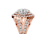 Rose gold Double Halo Round-Shaped Split Shank Diamond Ring with Prong Setting_24