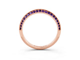 Rose gold Double Row Pavé Round Amethyst Eternity Band with Channel Setting_9