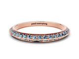 Rose gold Double Row Pavé Round Aquamarine Eternity Band with Channel Setting_6