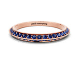 Rose gold Double Row Pavé Round Blue Sapphire Eternity Band with Channel Setting_6