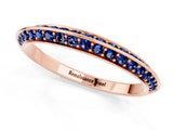 Rose gold Double Row Pavé Round Blue Sapphire Eternity Band with Channel Setting_7
