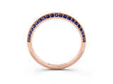 Rose gold Double Row Pavé Round Blue Sapphire Eternity Band with Channel Setting_9