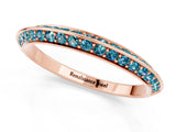 Rose gold Double Row Pavé Round Blue Topaz Eternity Band with Channel Setting_16
