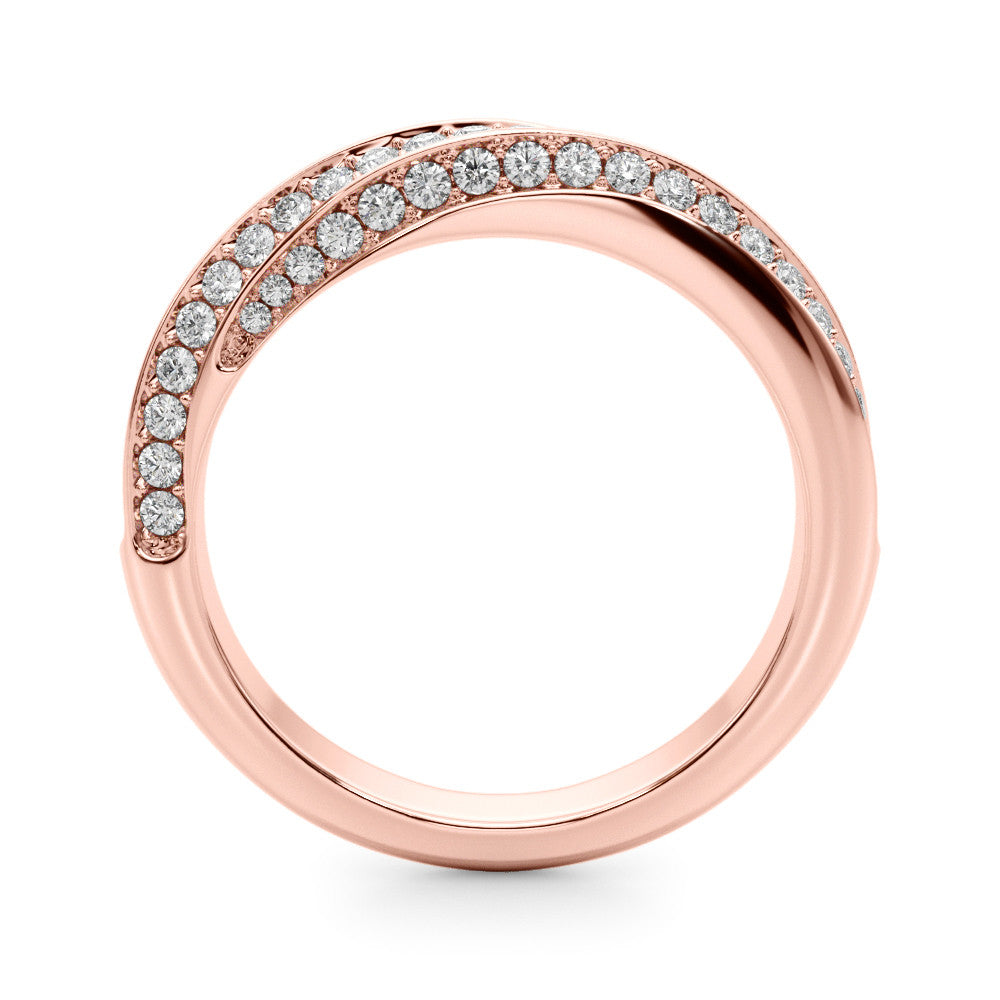 Rose gold Double Row Pavé Round Diamond Channel Set Band 1