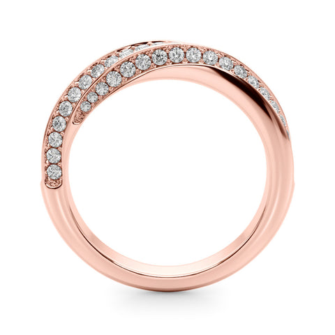 Rose gold Double Row Pavé Round Diamond Channel Set Band 1